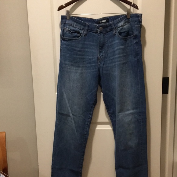 Express mens Hyper Stretch Classic Straight leg denim jeans size 34x36 - Picture 7 of 8